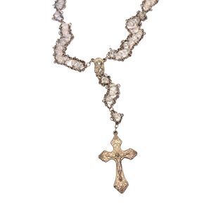 Autom Beads Rosary Necklace Beaded Chaplet Holy Mary Medal & Cross Religiuos